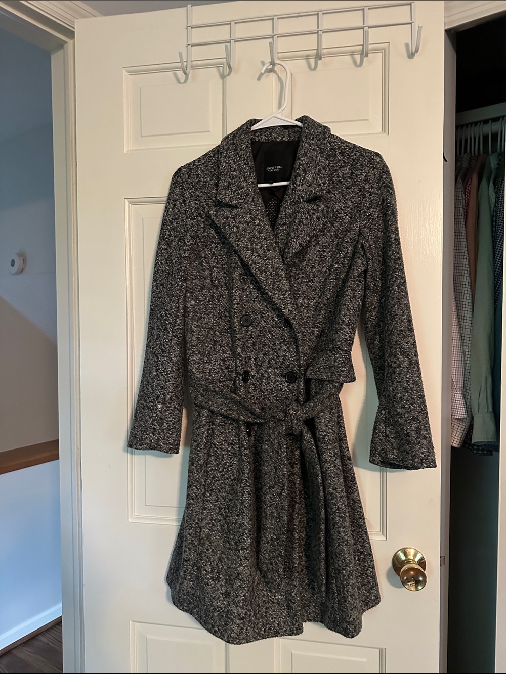Simply Vera Vera Wang Gray Tweed Trench Coat